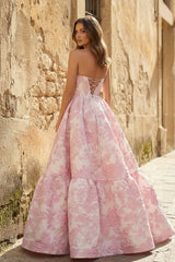 A-Line Sweetheart Floral Printed Long Prom Dresses