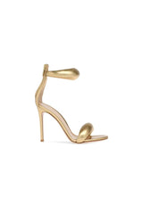 Gold Ankle Strap Leather Stiletto High Heel Sandals