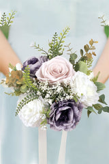 Artificial Rose Peony Cascade Wedding Flower Bouquets with Ribbons