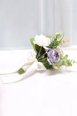 Artificial Rose Peony Cascade Wedding Flower Bouquets with Ribbons