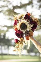 Artificial Rose Sunflower Cascade Wedding Flower Bouquets