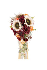 Artificial Rose Sunflower Cascade Wedding Flower Bouquets
