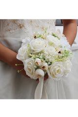Artificial Silk Roses Wedding Bridal Bouquets