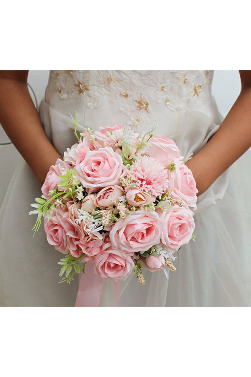 Artificial Silk Roses Wedding Bridal Bouquets