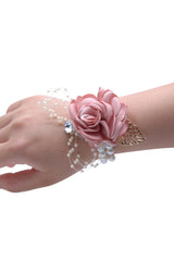 Artificial Silk Roses Wedding Bridesmaid Wrist Corsage