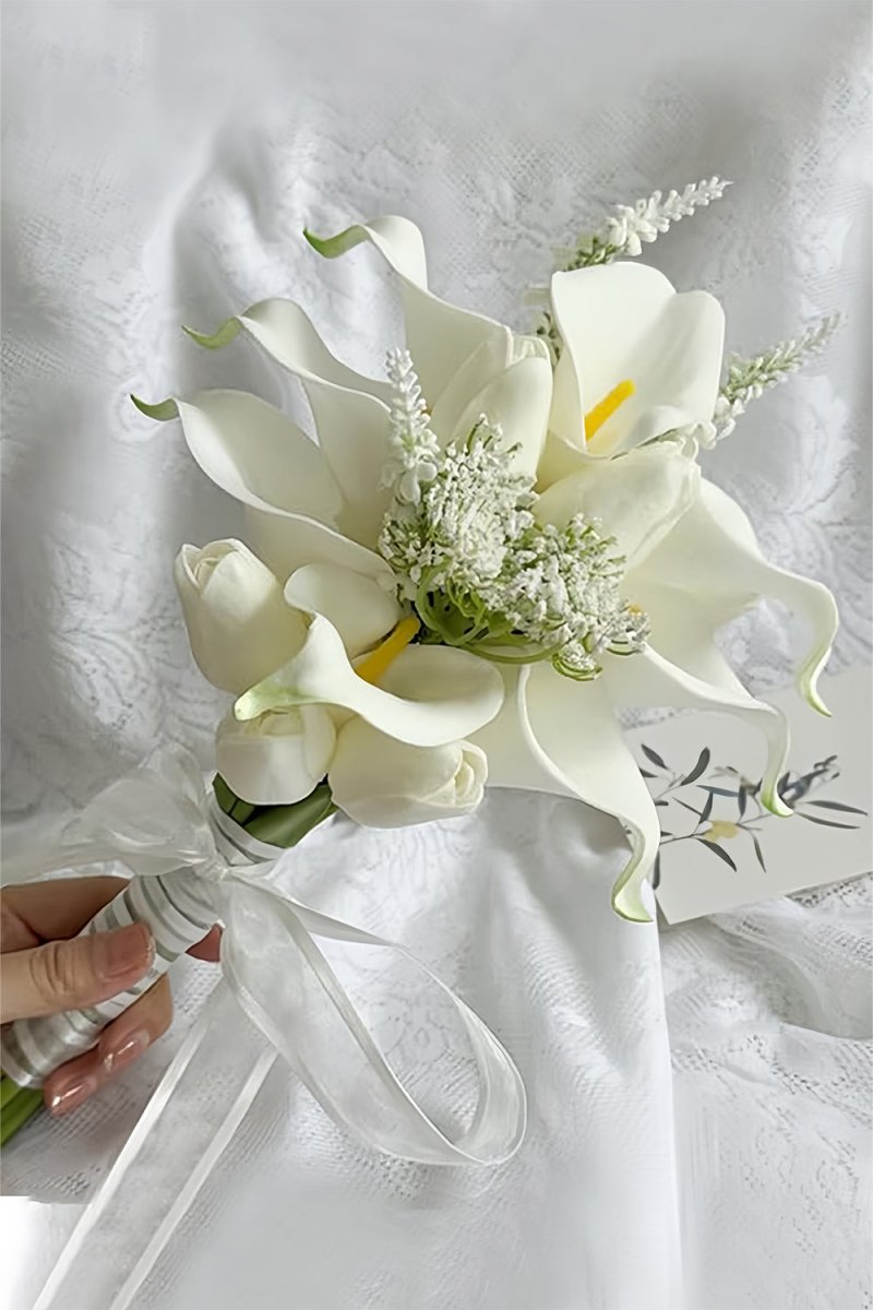 Artificial Tulip Cala Lilies Cascade Wedding Flower Bouquets