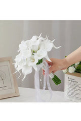 Artificial White Calla Lily Cascade Wedding Flower Bouquets