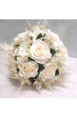 Artificial White Rose Cascade Wedding Flower Bouquets