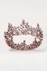 Baroque Rose Gold Crystal Flower Crown