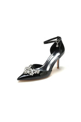 Black Elegant High Heels with Crystal Embellishment