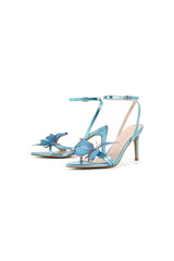Blue Butterfly Ankle Buckle Open Toe Stiletto High Heels