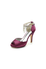 Burgundy Stiletto Heels with Ornate Chain Detail