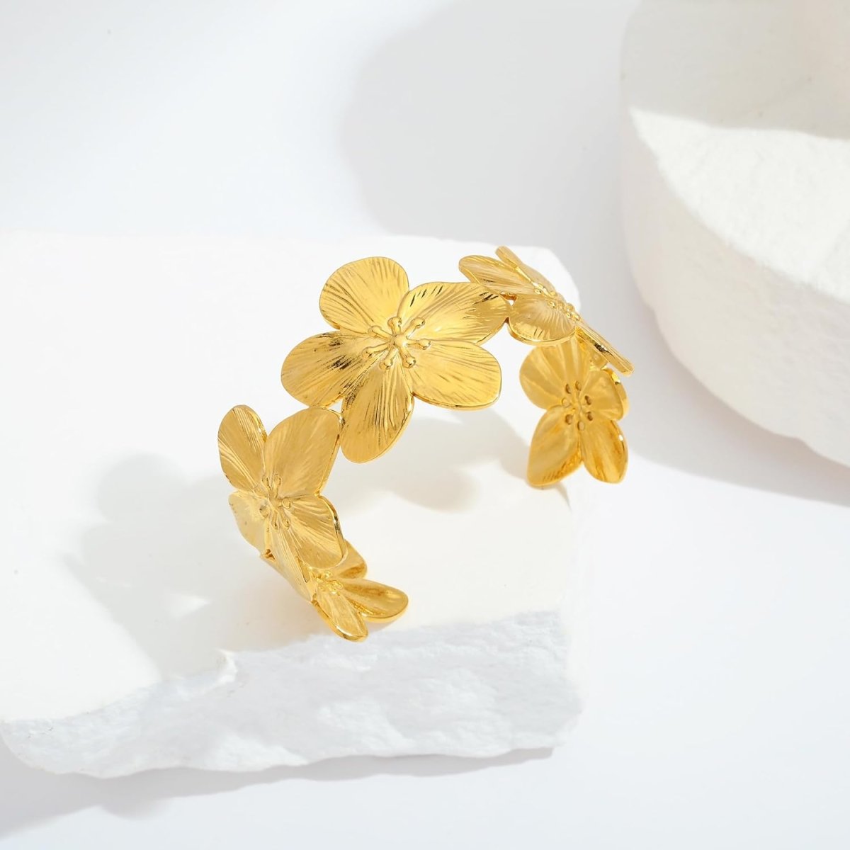 Boho Floral Chunky Wide Open Bracelets