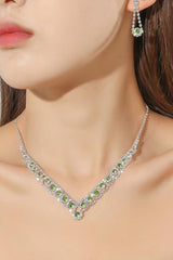 Braided Rhinestone Clavicle Necklace And Earrings Set