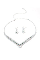Braided Rhinestone Clavicle Necklace And Earrings Set