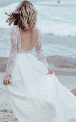 Casual Lace Bateau A Line Tulle Floor-length Wedding Dress with Split Front and Pleats