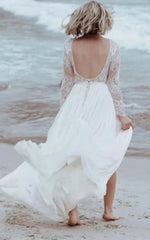 Casual Lace Bateau A Line Tulle Floor-length Wedding Dress with Split Front and Pleats