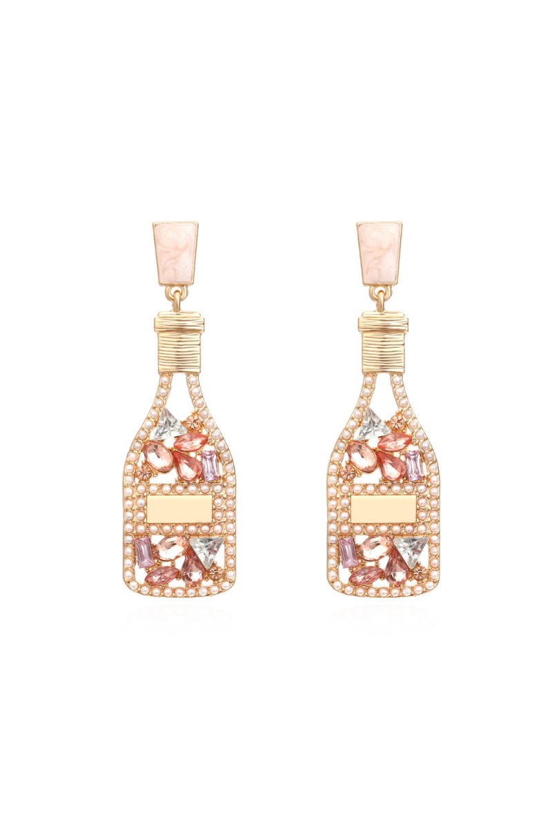 Champagne Bottle Earrings Rhinestone Crystal