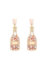 Champagne Bottle Earrings Rhinestone Crystal