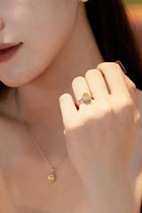 Citrine Oval Sparkle Cocktail Ring