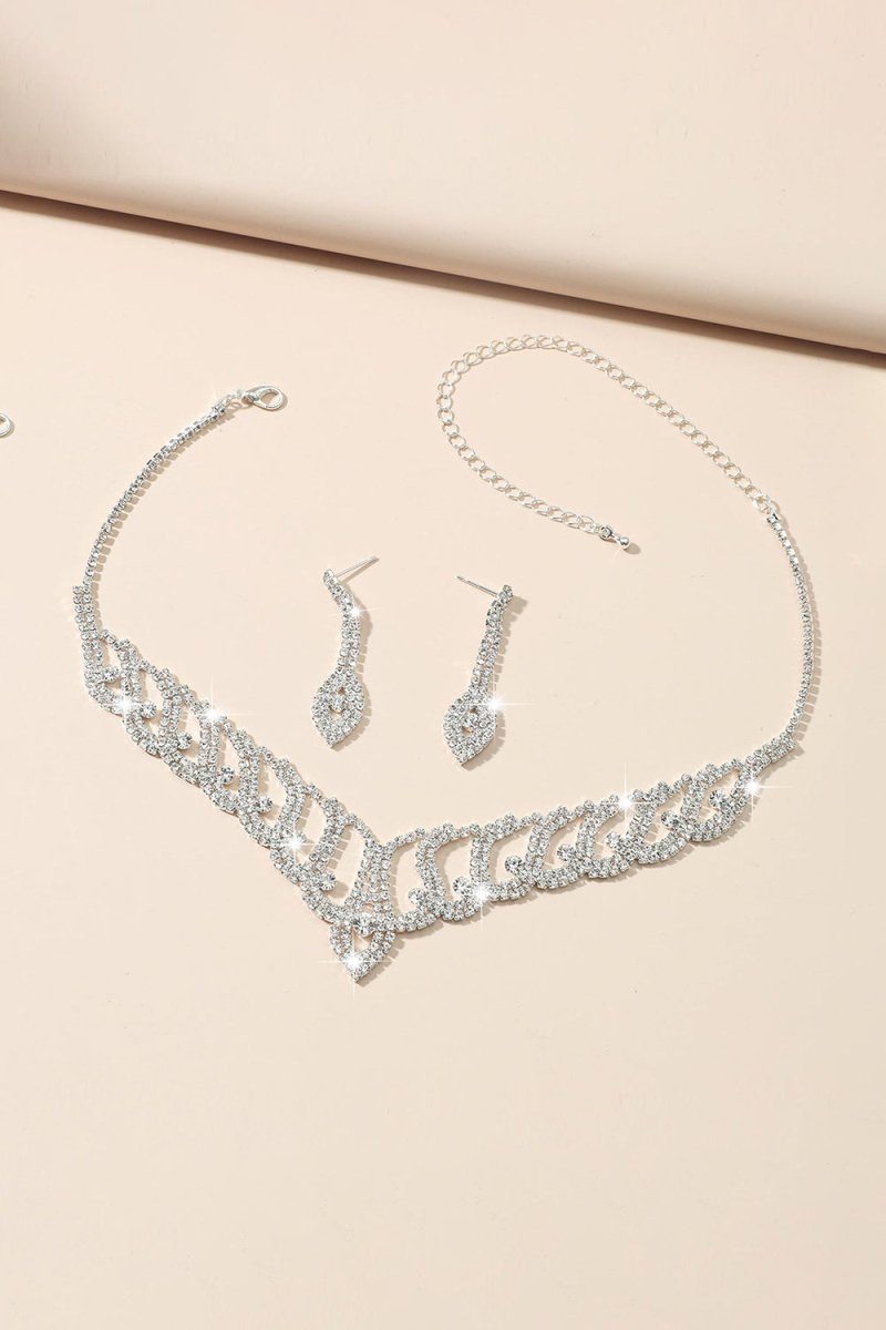 Classic Diamond Sparkling Necklace And Earrings Set