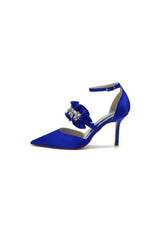 Cocktail Pointed Toe Crystal Buckle Strap High Heels