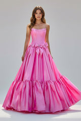 A-Line Black Scoop Neck Satin Long Prom Dresses with Bow Knots