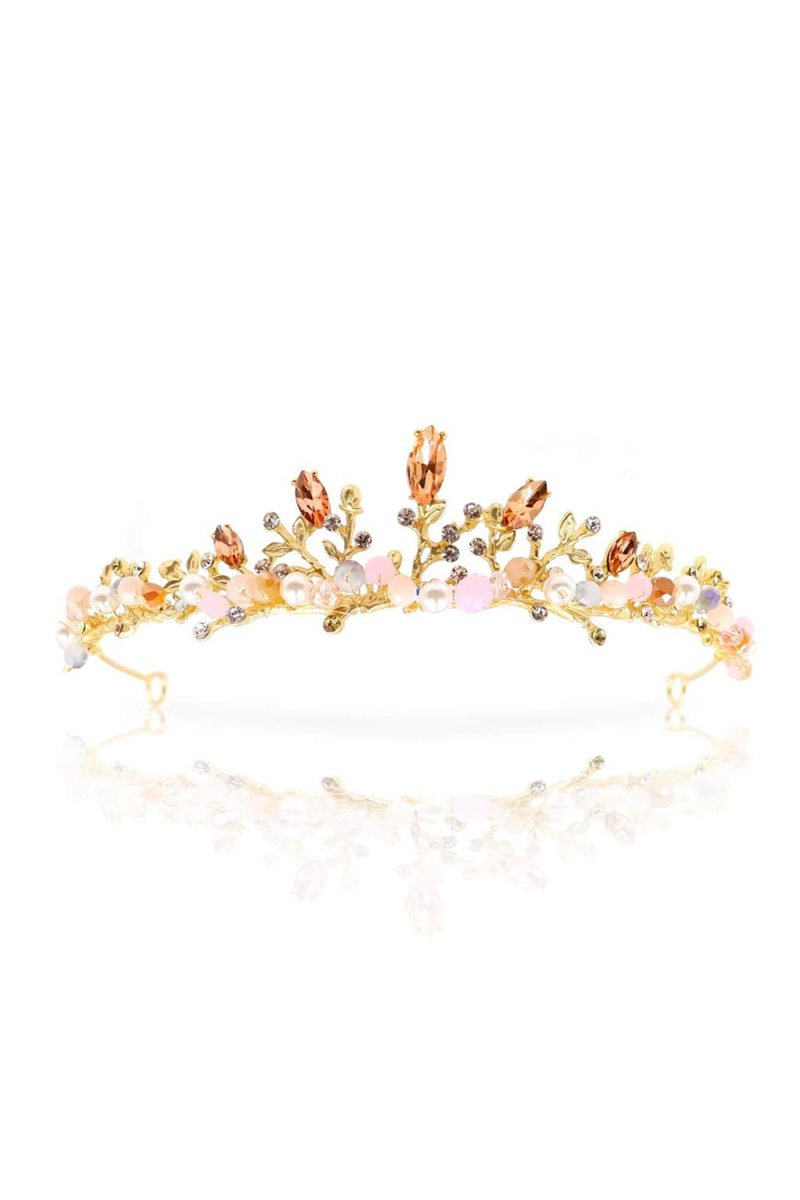 Crystal Pearl Rose Gold Bridal Tiaras