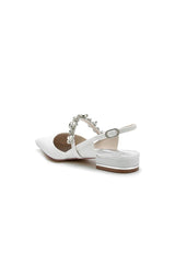 Crystal Strap Pointed Toe Low Heels