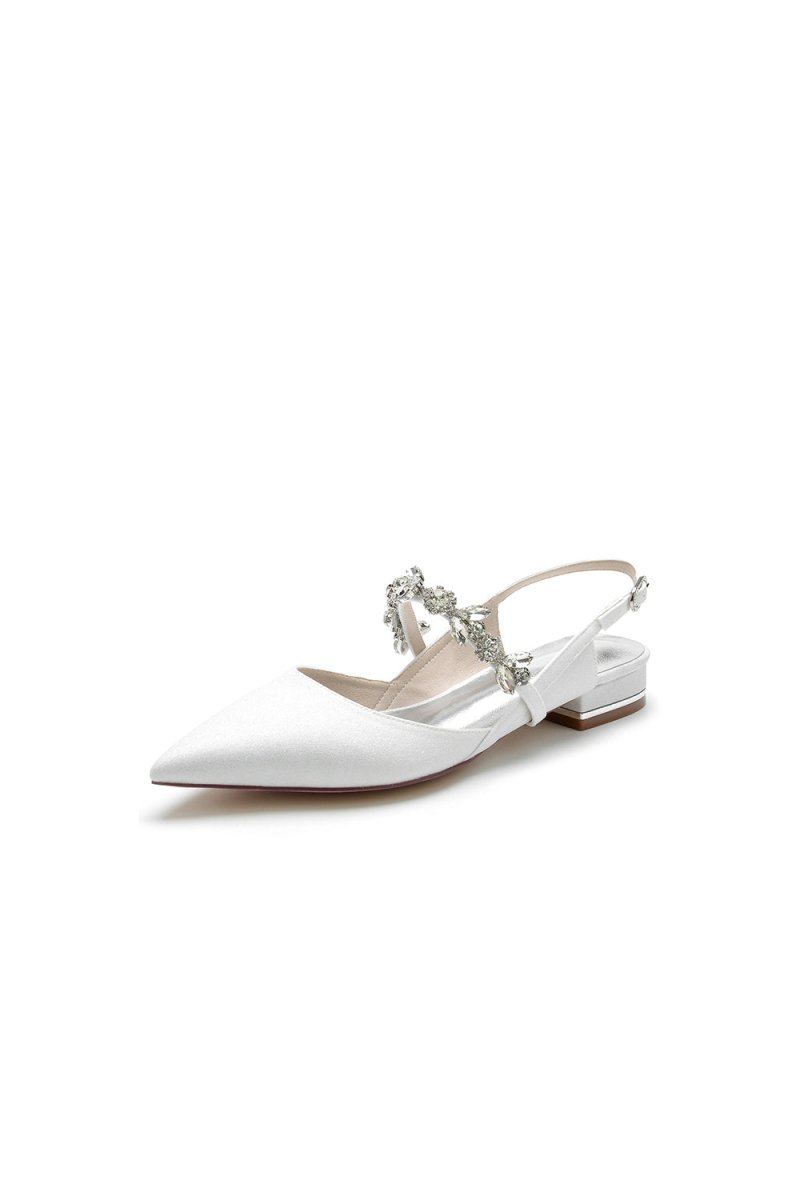 Crystal Strap Pointed Toe Low Heels