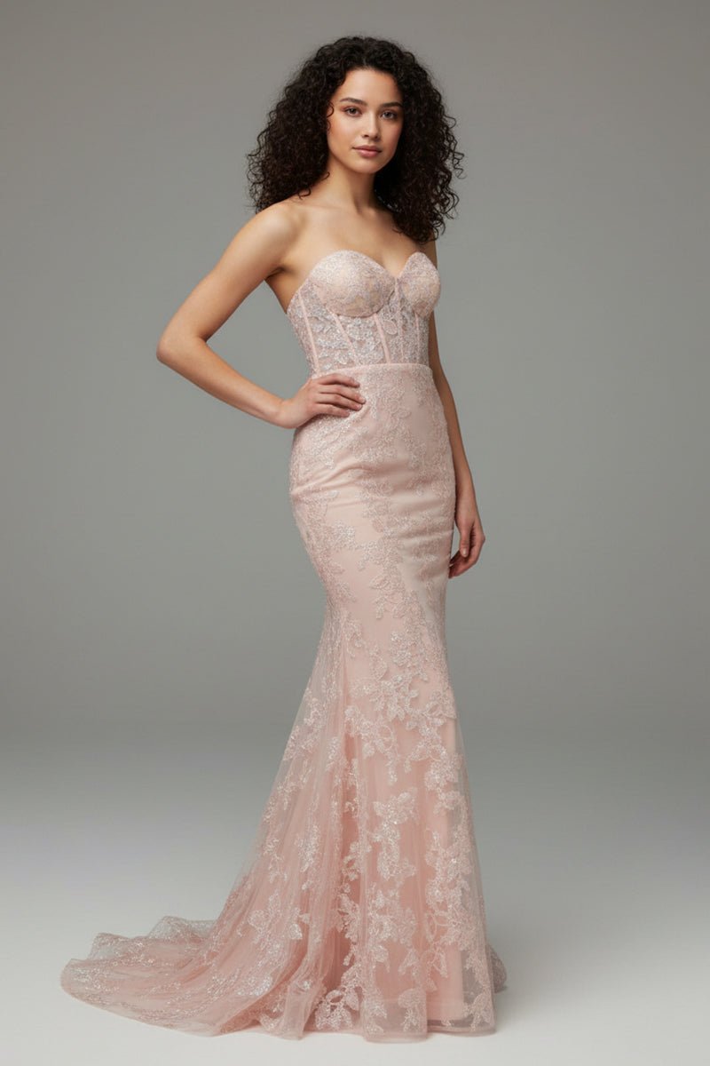 Mermaid Sweetheart Sequined Lace Long Prom Dress