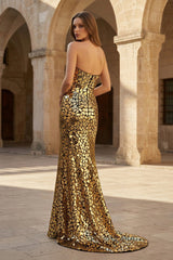 Sparkly Halter Mermaid Sequins Prom Dress With Split