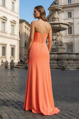 Sweetheart Orange Mermaid Long Party Dress with Slit