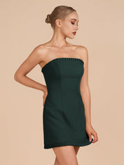 Dark Green - A-Line Strapless Ruffles Short Homecoming Dresses