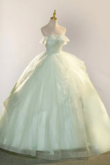 Elegant 3D Flowery Sage Green Tulle Fairy Ball Gown