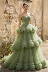 A-line Sweetheat Pleated Tulle Prom Dress