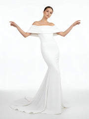 Elegant Trumpet Mermaid Off-The-Shoulder Elastic Satin Wedding Dresses