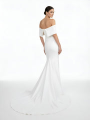 Elegant Trumpet Mermaid Off-The-Shoulder Elastic Satin Wedding Dresses