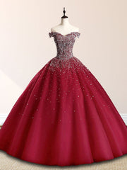 Emerald Green Off The Shoulder Tulle Quinceanera Dresses With Beadings