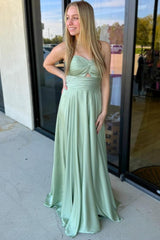 Sage Strapless Twisted Knot Maxi Bridesmaid Dress
