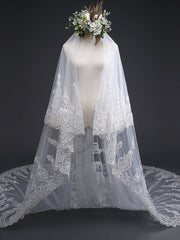 Exquise Floral Lace with Shaped Edge Cathedral Veil Bridal Veil Wedding Veil