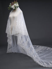 Exquise Floral Lace with Shaped Edge Cathedral Veil Bridal Veil Wedding Veil