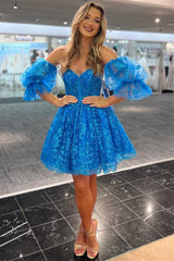 A-line Sweetheart Sequined Lace Homecoming Dress
