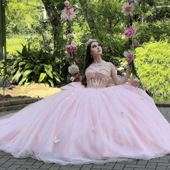 Pink Ball Gown Tulle Sweetheart Quinceanera Dress