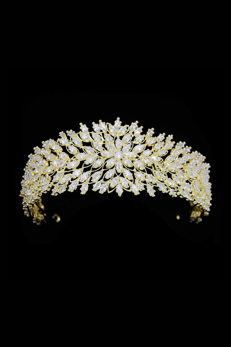 Gold Hair Pieces Crystal Crowns