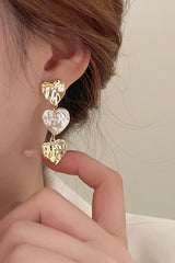 Gold Heart Shape Pearl Earrings