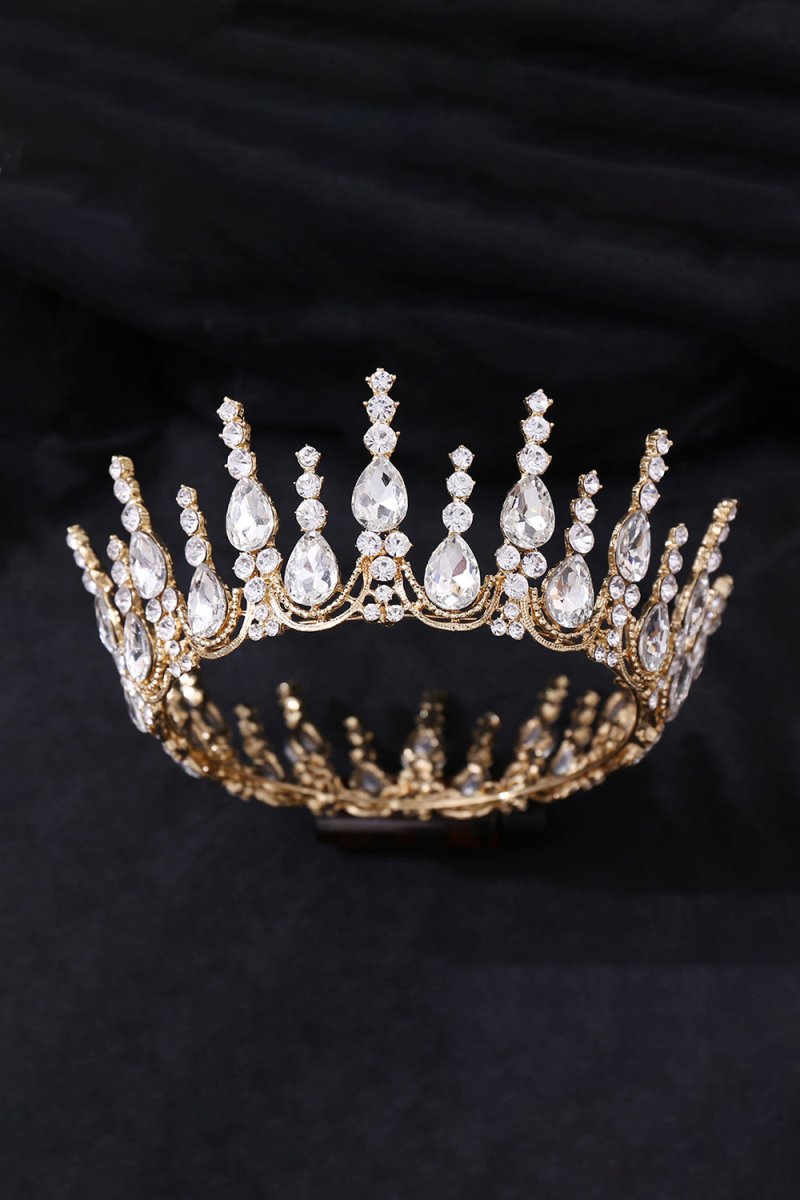 Gold Sparkly Round Crystal Princess Crown
