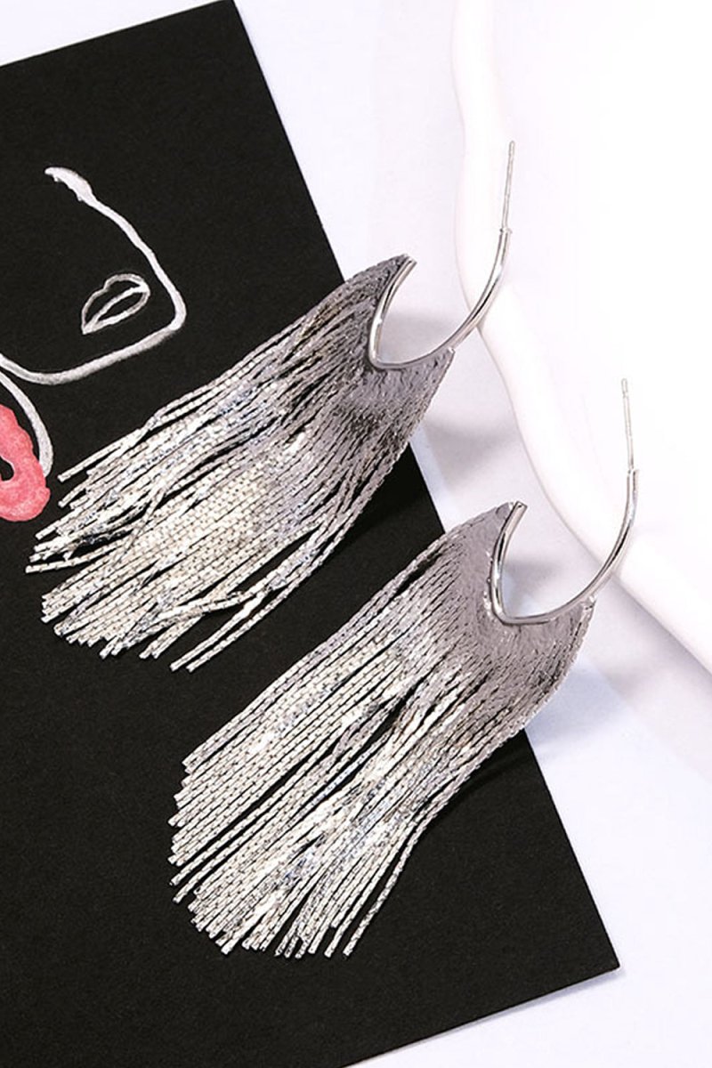 Gold Statement Tassel Long Earrings