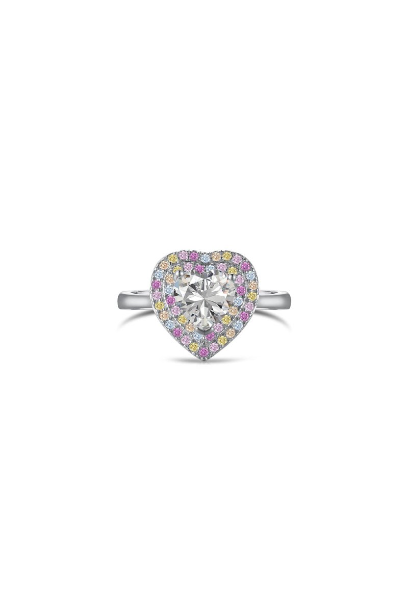 Heart Shape Colorful Zircon Sterling Silver Ring