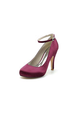 Burgundy High Heels with Transparent Heel